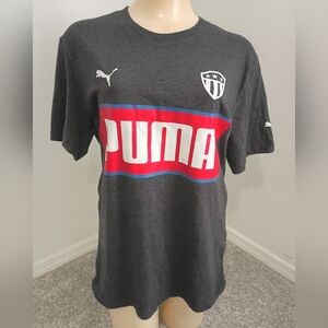 Puma Men's Striped Badge Crew Neck Short Sleeve T-Shirt